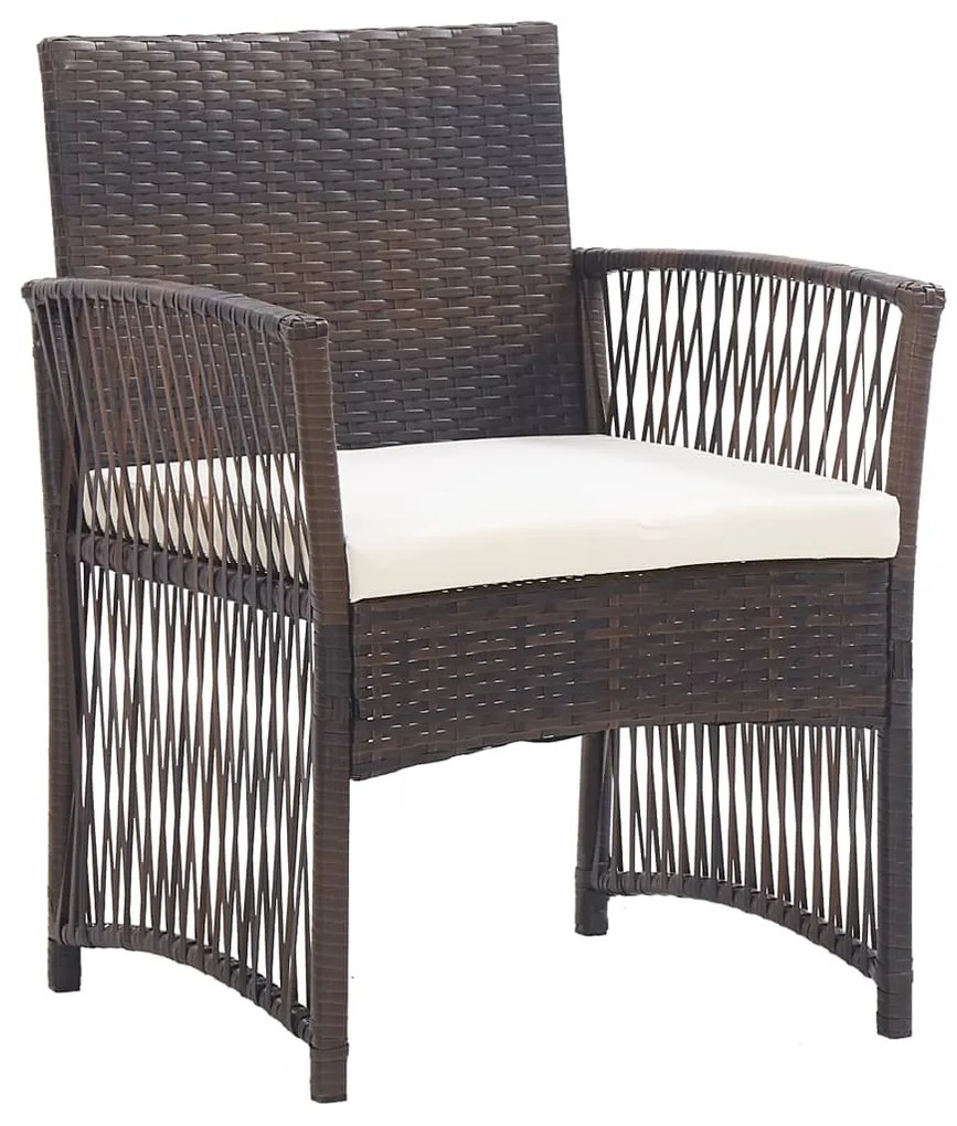 Cadeiras de jardim com almofadões 2 pcs vime PE castanho