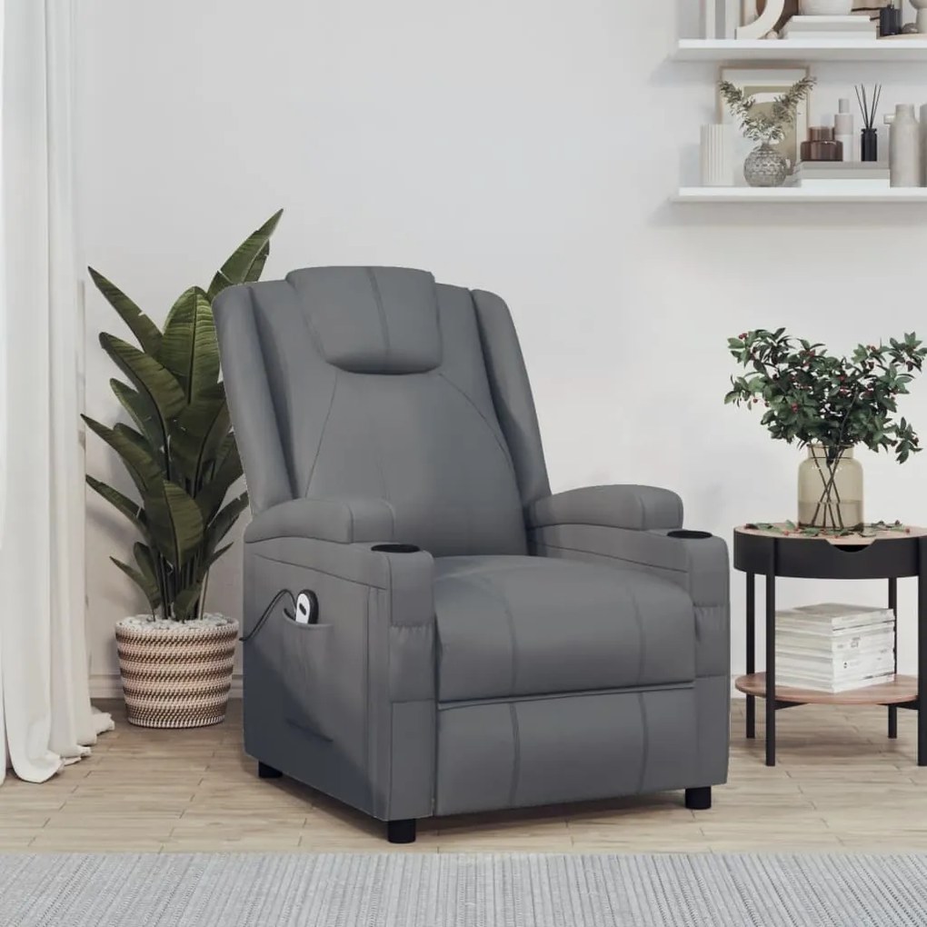 vidaXL Poltrona elevável couro artificial antracite