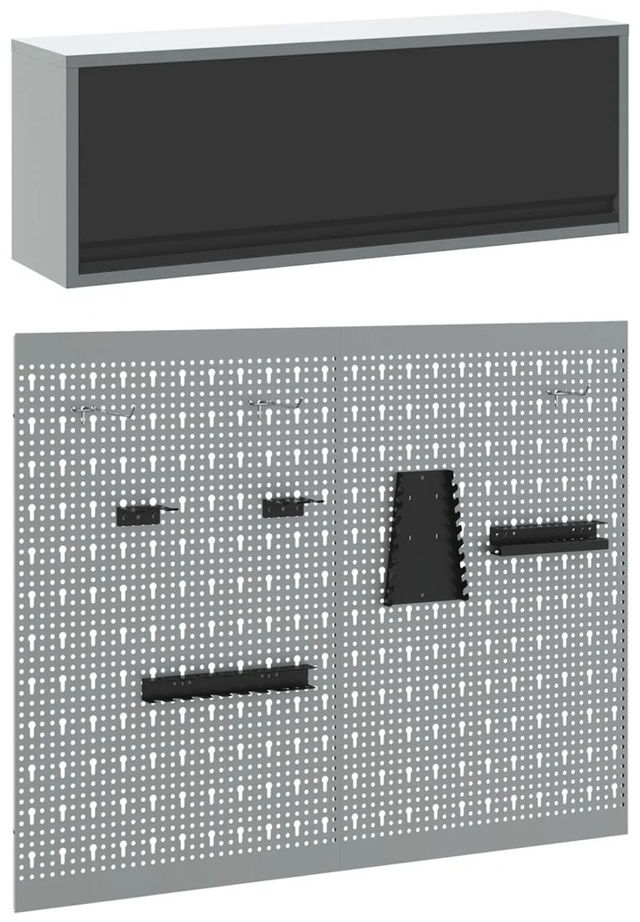 Conjunto de Armário de Ferramentas e Painel de Pegboard VidaXL em Meta