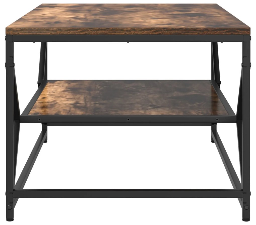 mesa de centro com prateleira carvalho defumado 90x50x40 cm madeira de
