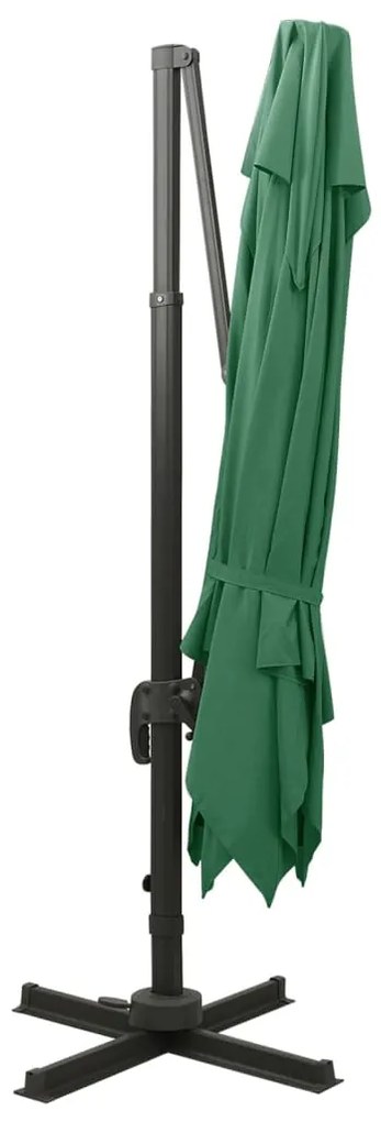 Guarda-sol de jardim cantilever c/ toldo duplo 300x300 cm verde