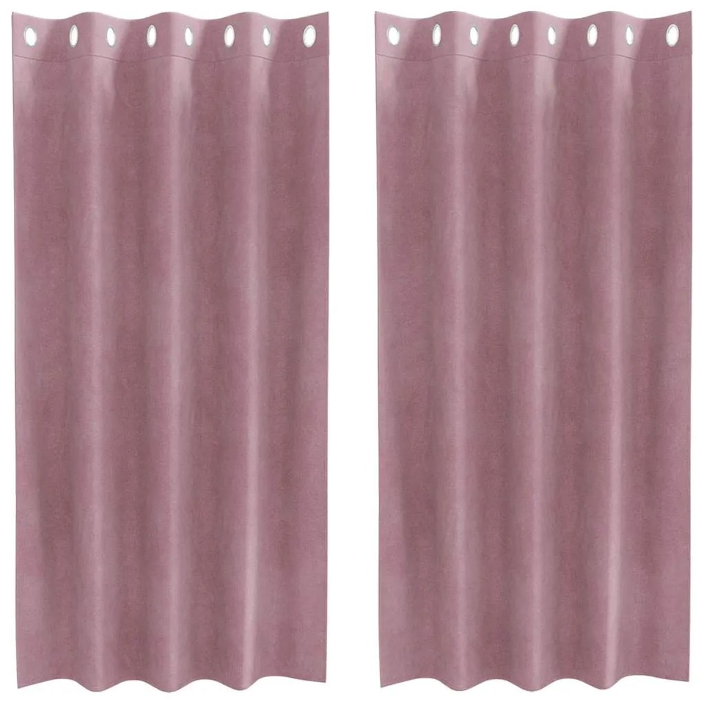 Cortinas Blackout vidaXL com Ilhós 2 pcs Veludo Rosa Escuro