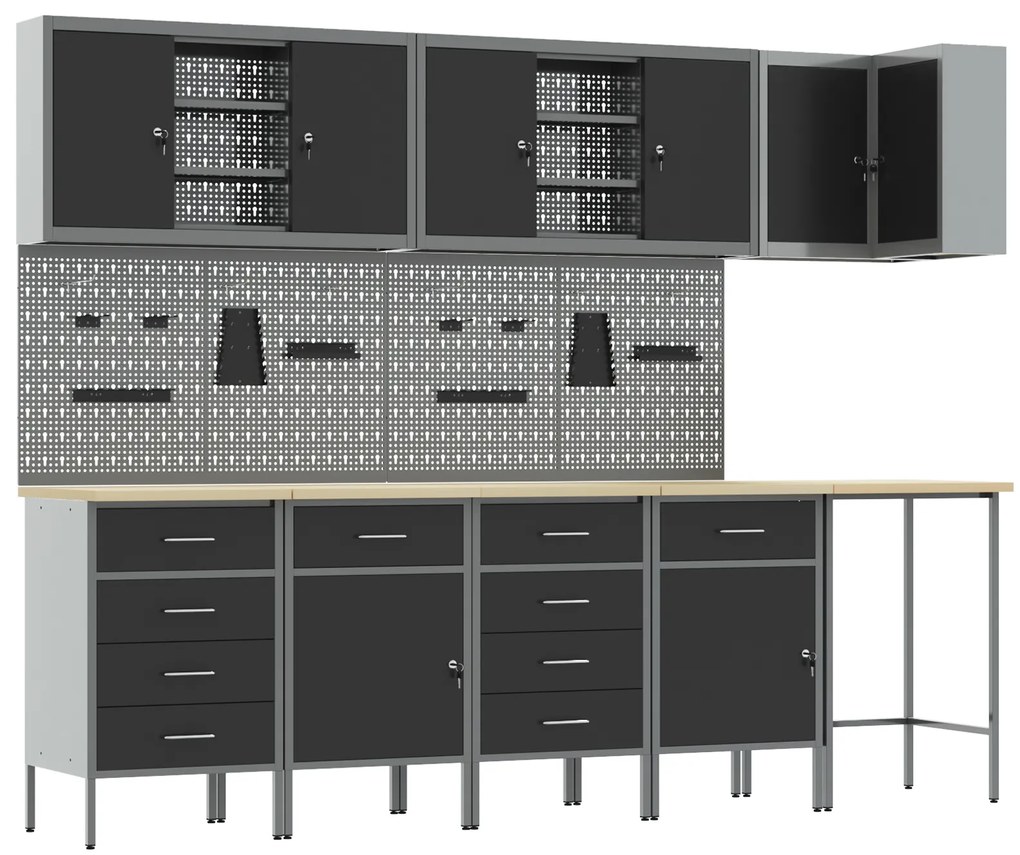 Conjunto de Armário de Trabalho e Painel de Ferramentas de 12 Peças vi