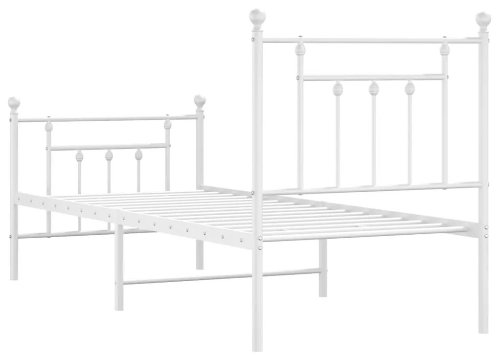 Estrutura de cama com cabeceira e pés 75x190 cm metal branco