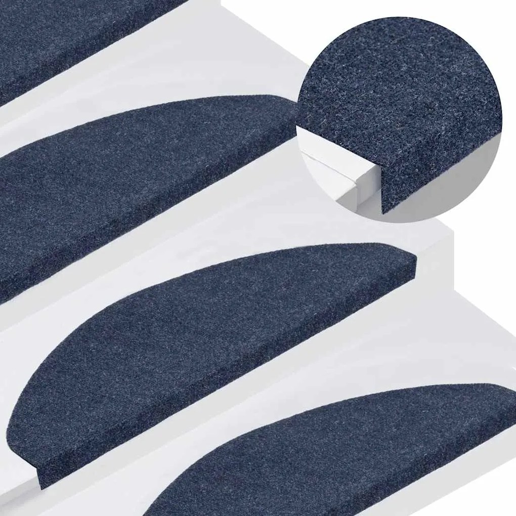 Tapetes de escada adesivos 30 pcs 65x22,5x3,5 cm azul