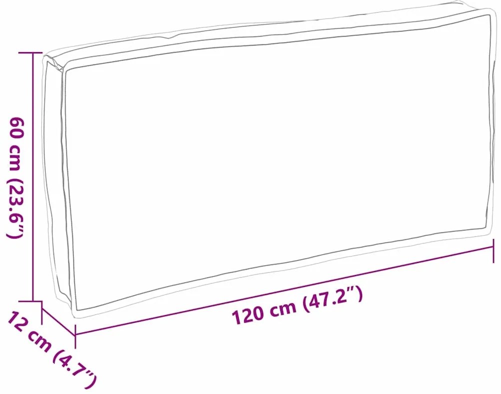 Almofada de Palete para Assento/Costa Cinza 120x60x12 cm Tecido Oxford