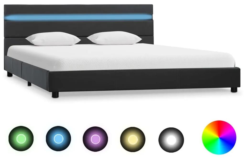 Estrutura de cama com LEDs 140x200 cm couro artificial cinzento