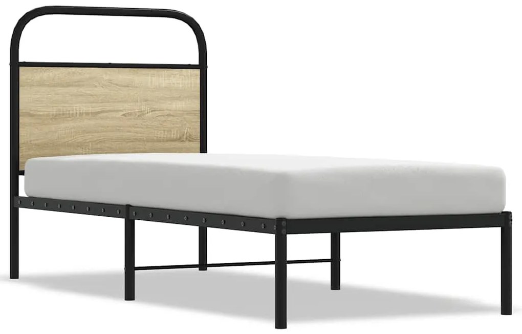 Cabeceira de cama 75 cm derivados madeira/aço carvalho sonoma