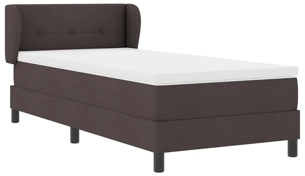 Cama Box Spring com Colchão - Castanho Escuro - 90x200 cm - Tecido
