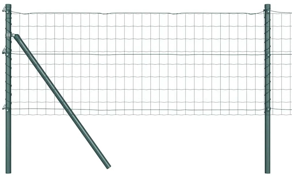 Cerca Euro com 13 postes, 0,6 x 25m, aço galvanizado verde