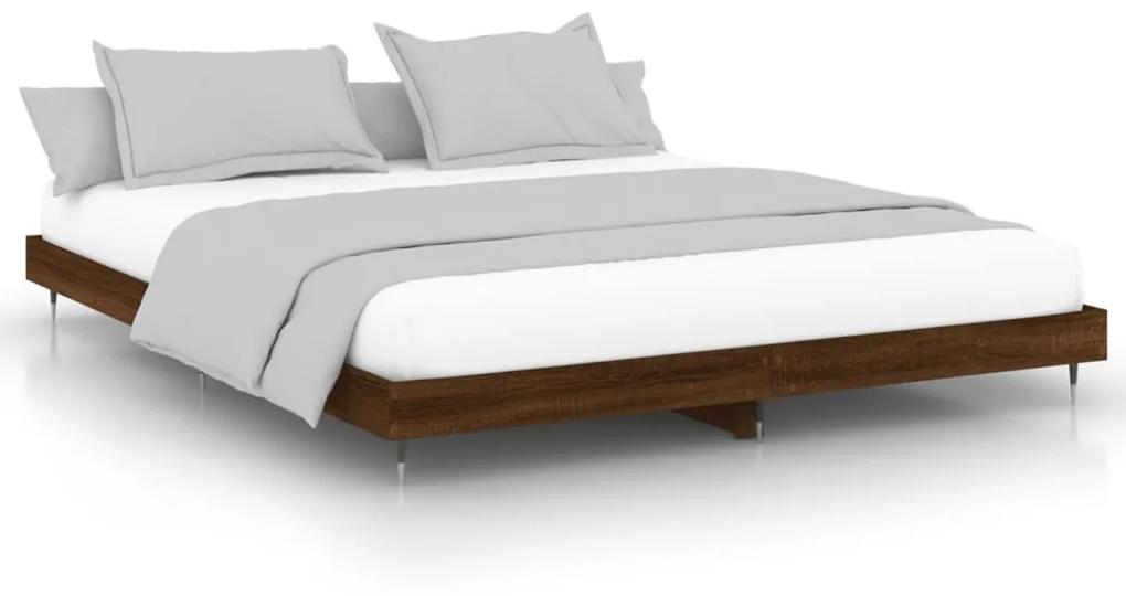 Estrutura de cama 140x200cm derivados madeira carvalho castanho