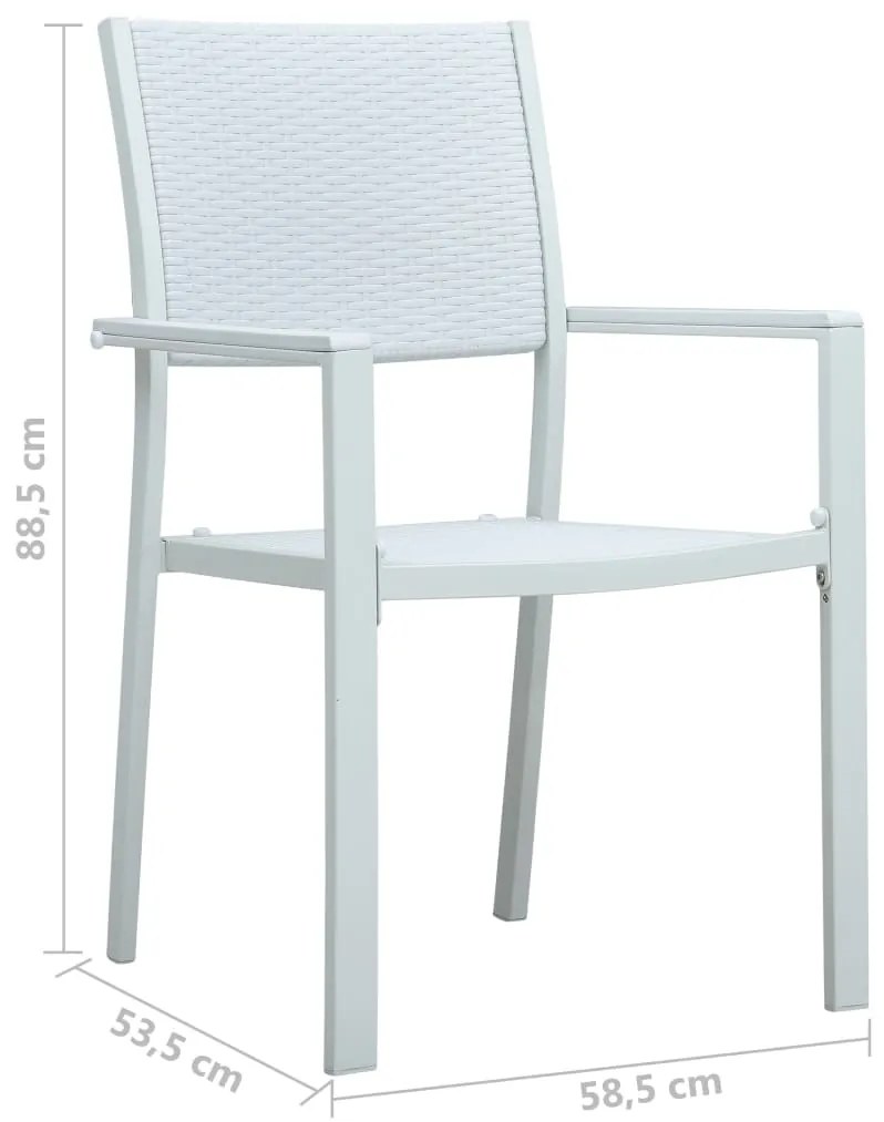 Cadeiras jardim 4 pcs plástico branco aspeto vime