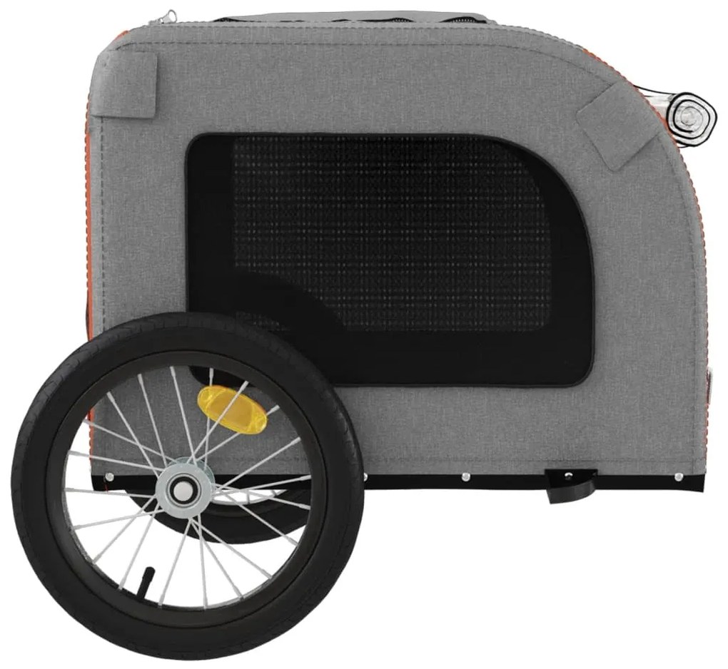 Reboque bicicleta p/ animais tecido oxford/ferro laranja/cinza