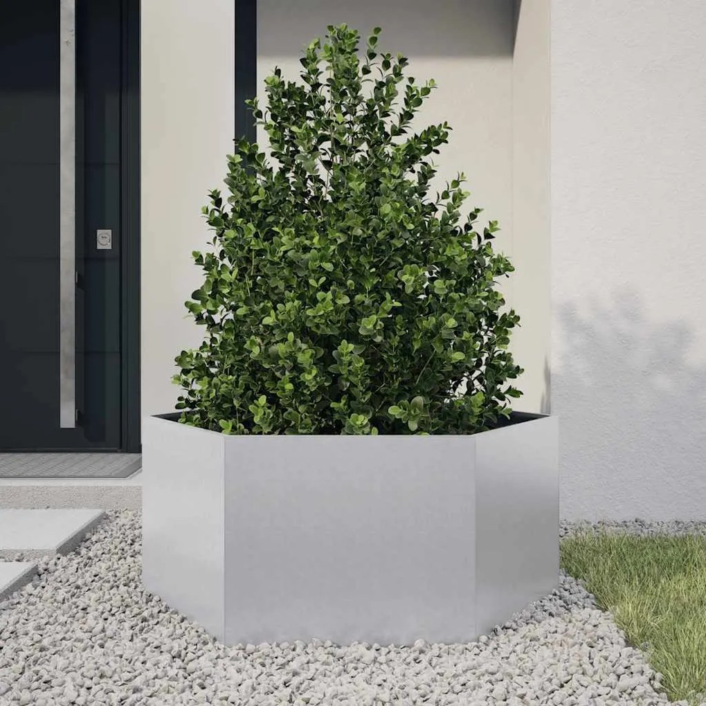 Vaso/floreira de jardim hexagonal 104x90x45 cm aço galvanizado