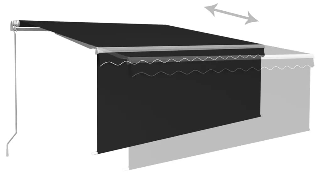 Toldo retrátil manual com estore/LED 3,5x2,5 m antracite