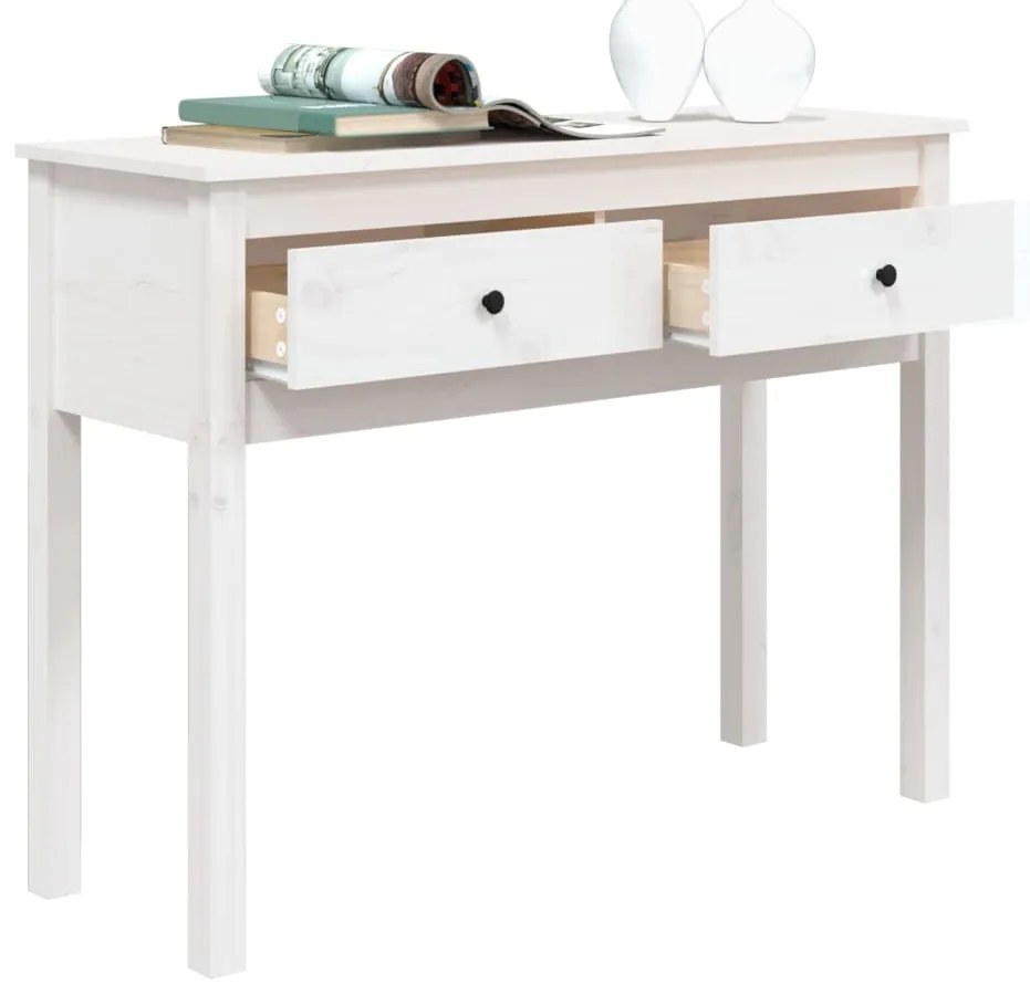Mesa consola 100x35x75 cm pinho maciço branco
