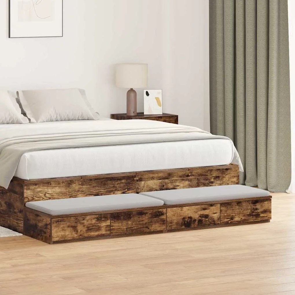 gavetas de cama Carvalho Fumado 160x36,5x16,5 cm Madeira de engenharia
