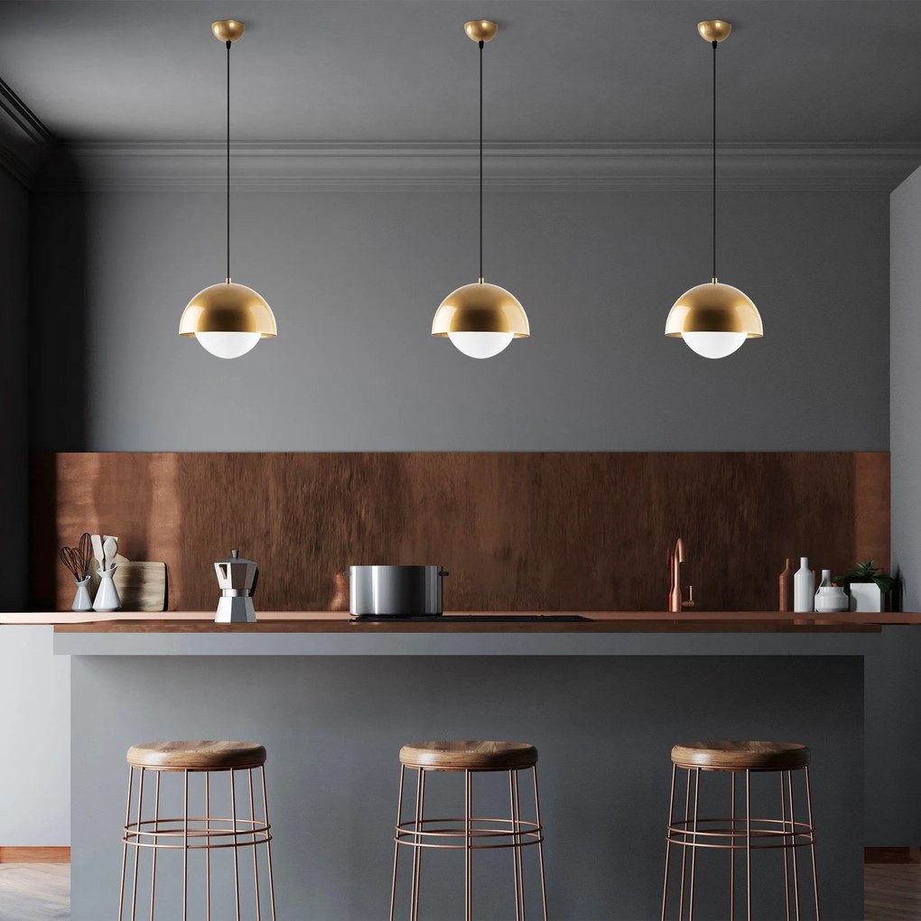Candeeiro Suspenso Camgoz – Dourado – 30 x 30 x 108 cm
