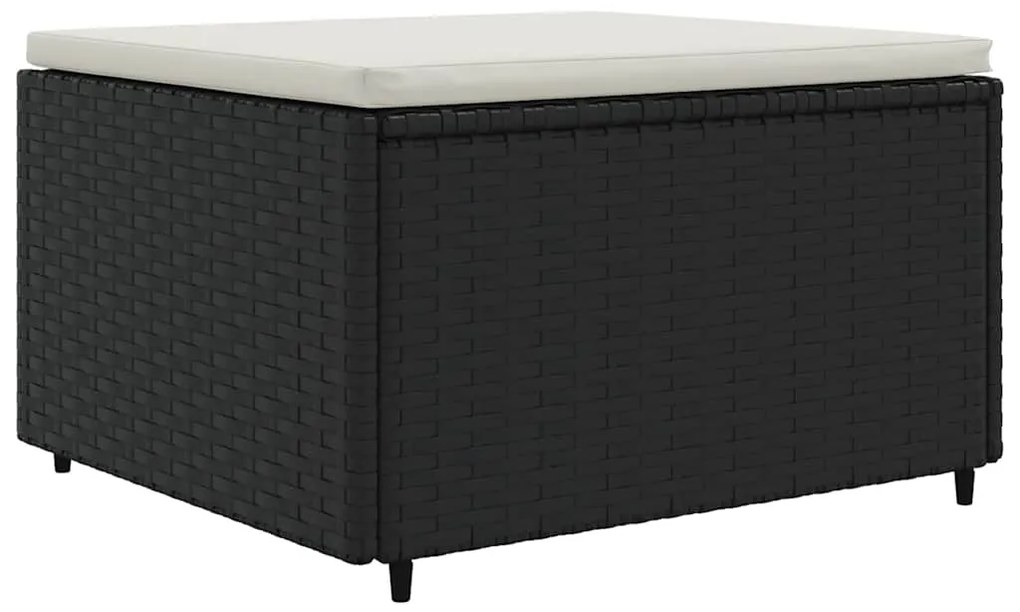 8 pcs conjunto lounge de jardim c/ almofadões vime PE preto
