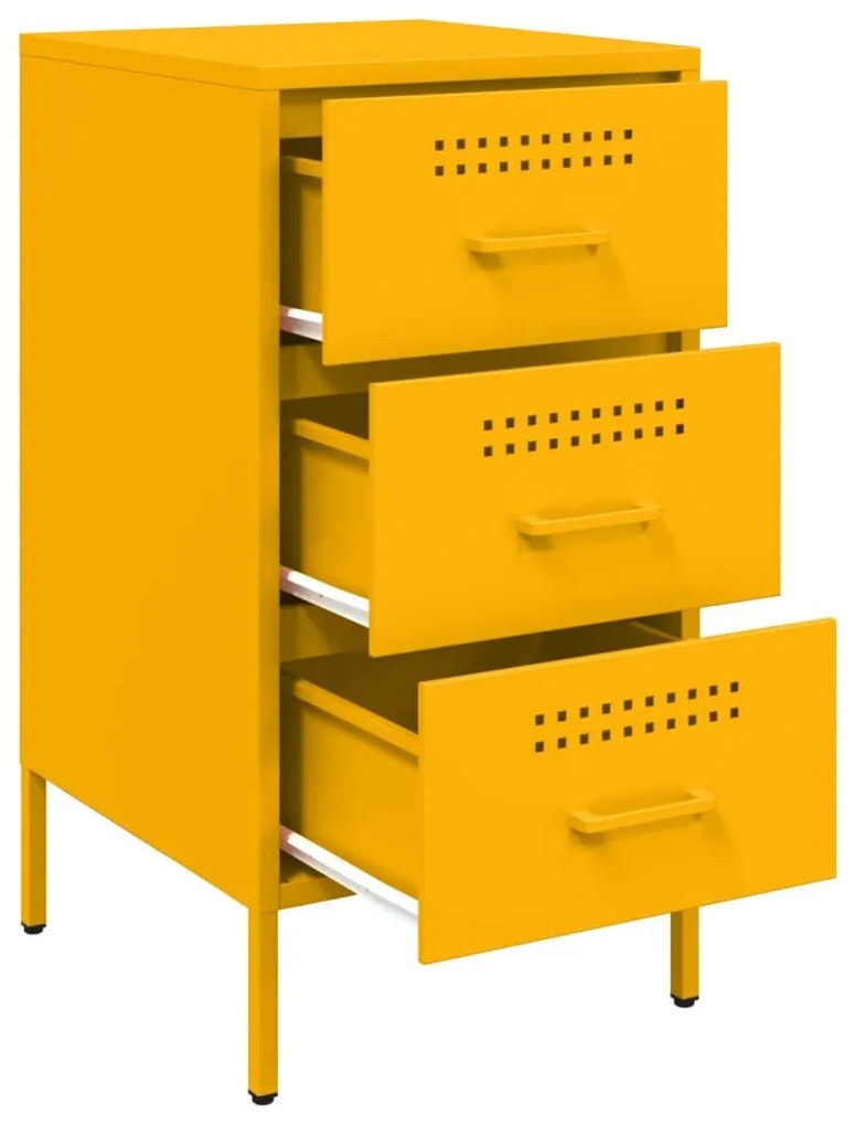 Mesas de cabeceira 2 pcs 36x39x68 cm aço amarelo mostarda