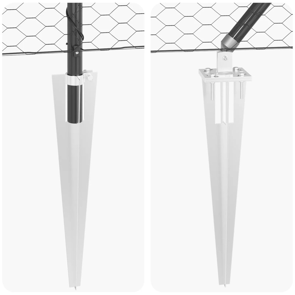 Cerca Hexagonal vidaXL Cinza 1,6x50 m Aço, Pilares de Cerca vidaXL com