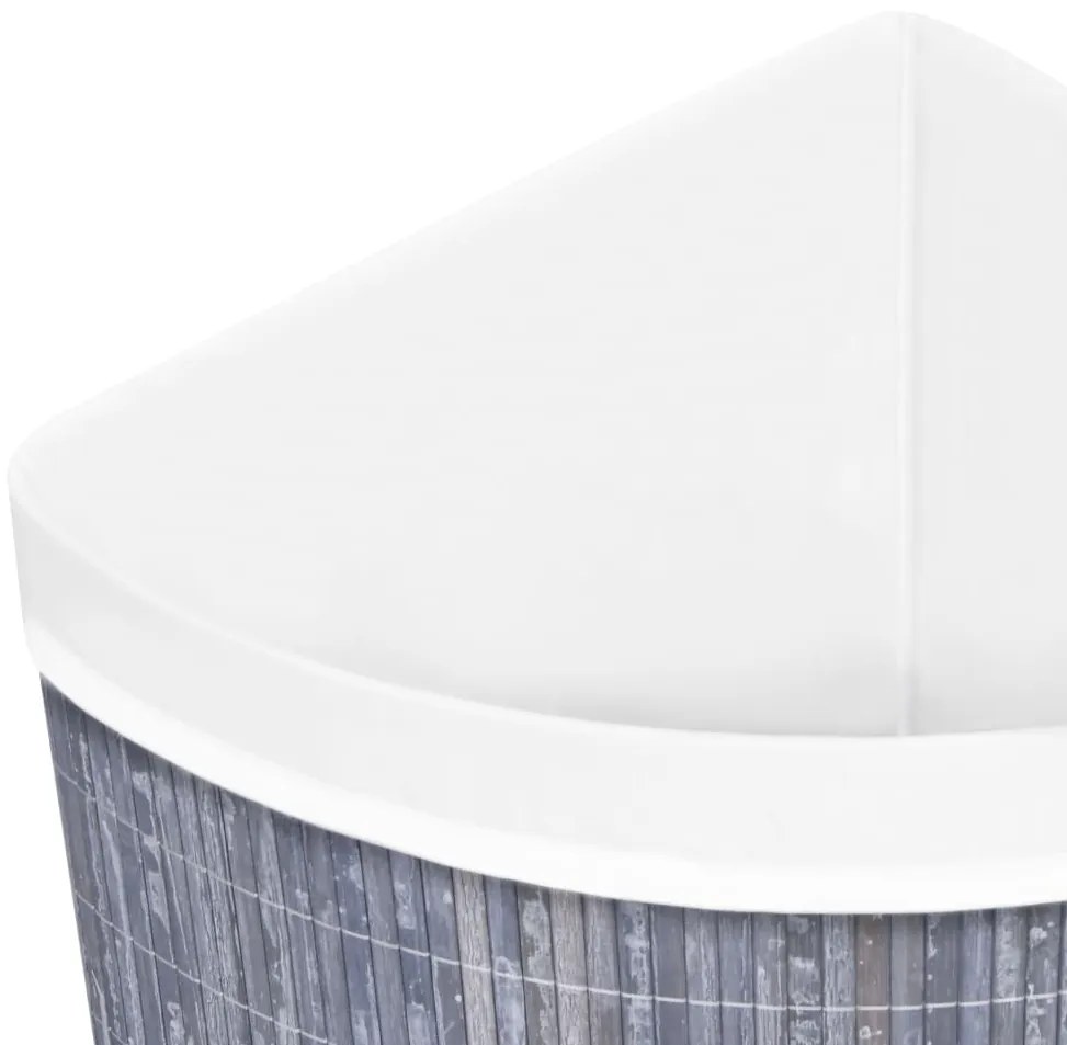 Cesto de canto para roupa suja 60 L bambu cinzento
