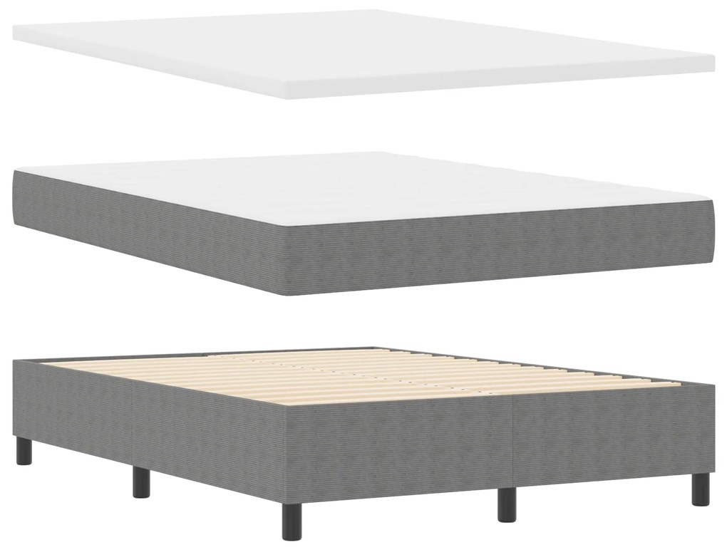 Cama Box Spring com Colchão Cinza 160x200 cm Tecido de Veludo