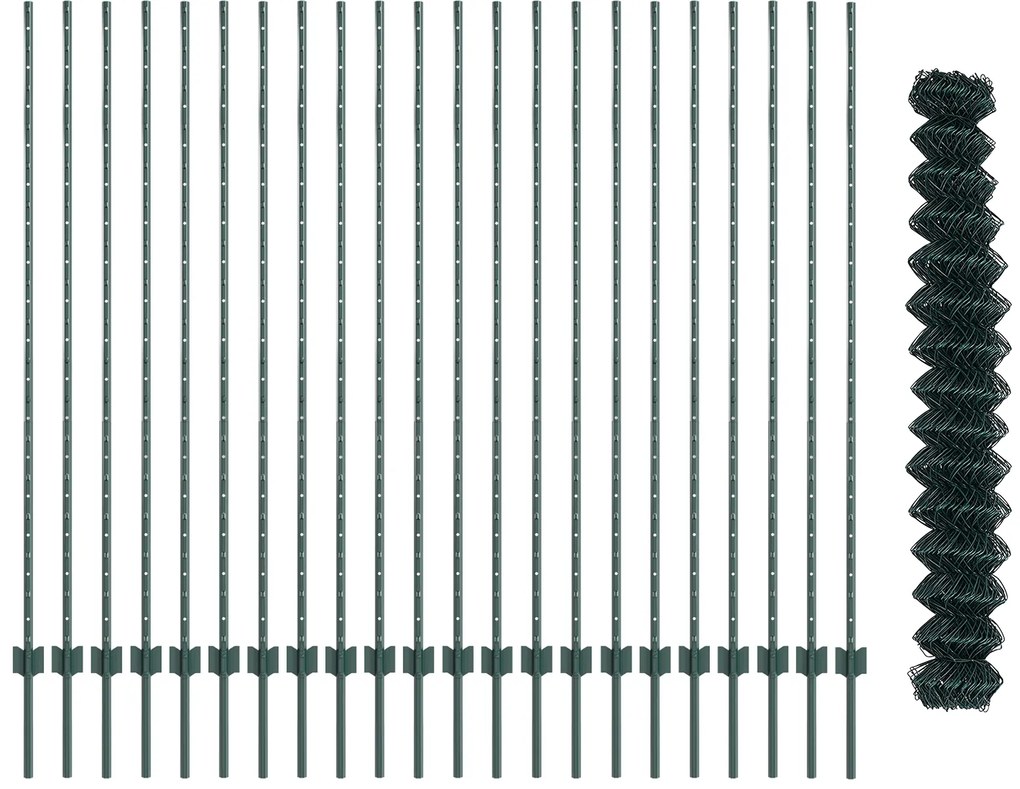 Conjunto de Cerca de Jardim Conjunto de 2 Verde Metal 25x1,5 m