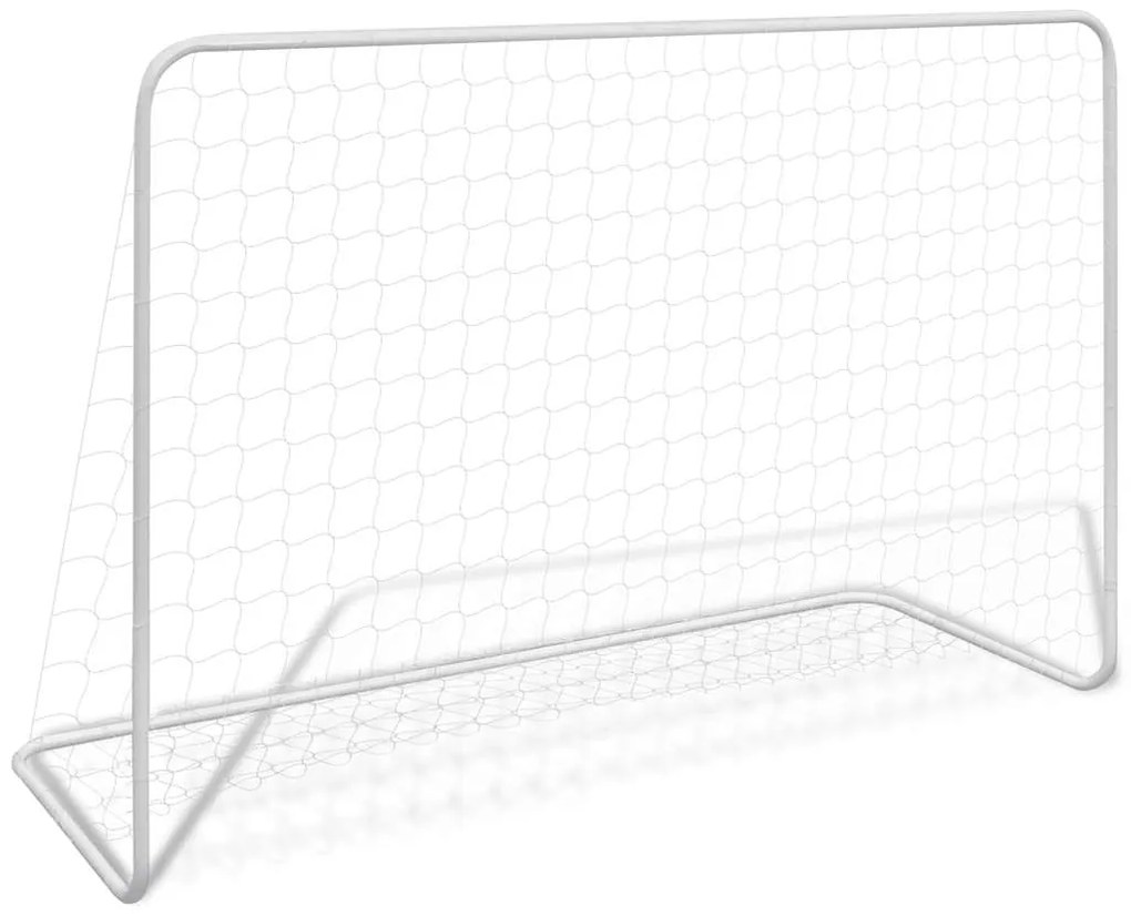 Baliza de futebol com rede 182x61x122 cm aço branco