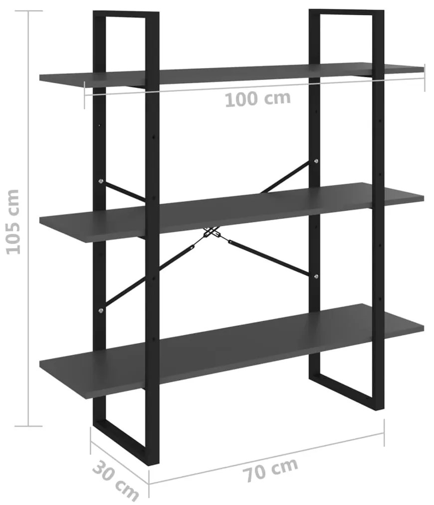 Estante 100x30x105 cm derivados de madeira cinzento