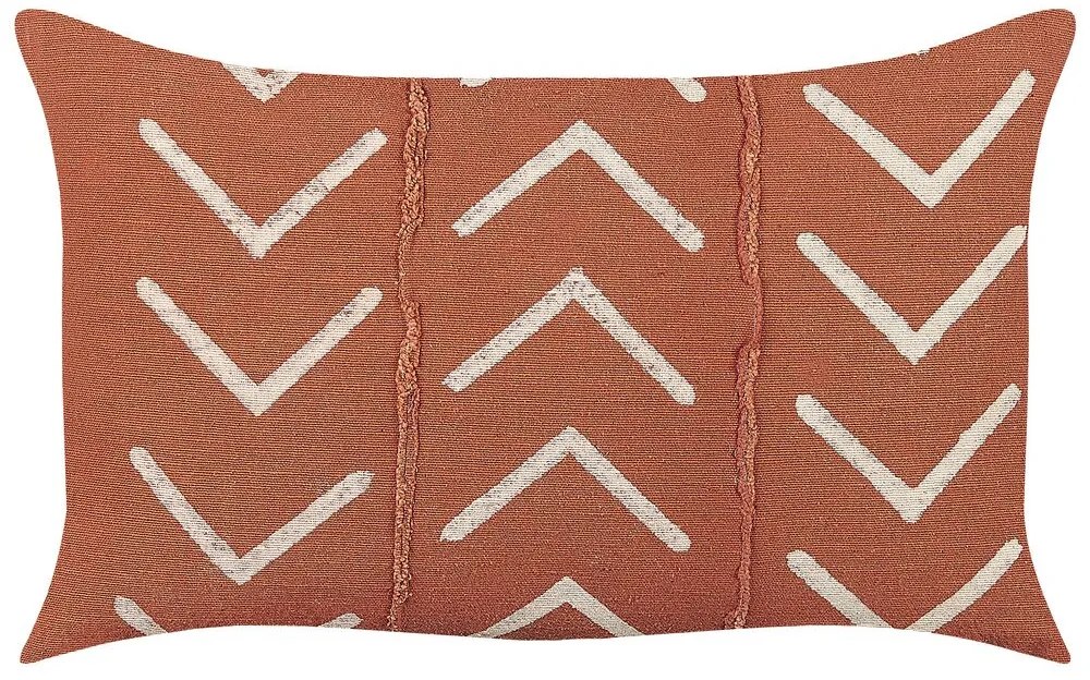 Almofada decorativa com padrão geométrico em algodão laranja 35 x 55 cm ALBIUM Beliani