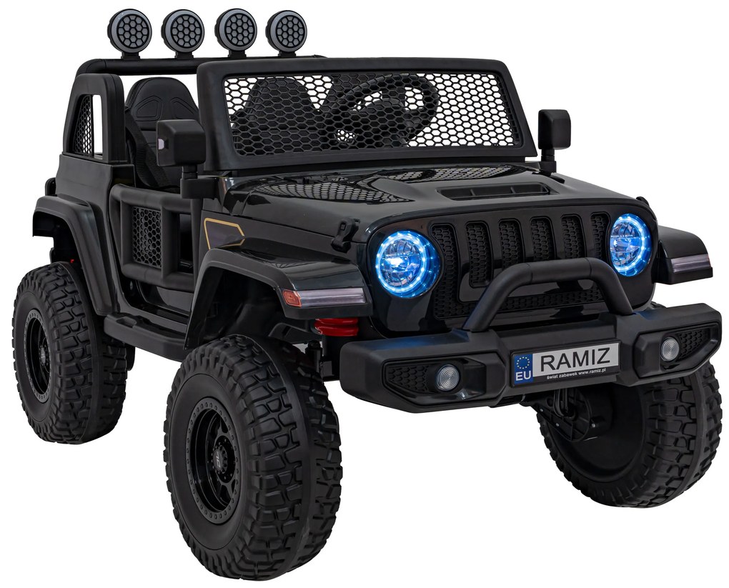 Jipe elétrico para Crianças OFF-ROAD 3.0 12V 4x4 Rodas Espuma EVA, Assento couro ecológico Preto