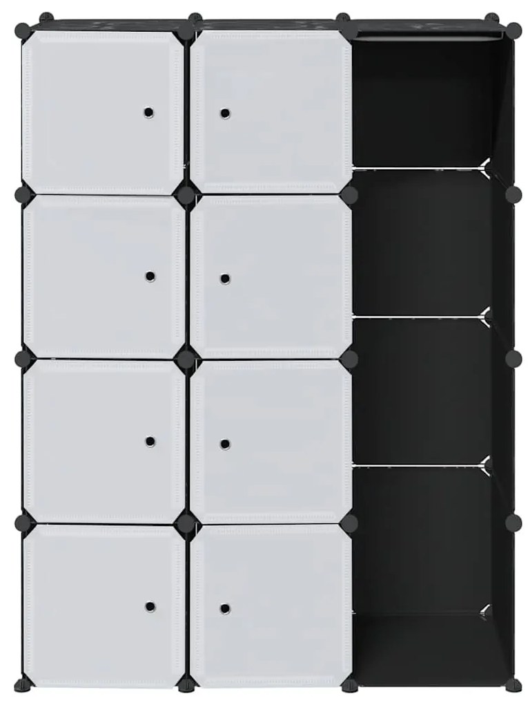 Armário plástico modular 9 gavetas 109x36,5x143 cm preto branco