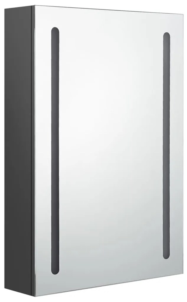 Armário espelhado p/ casa de banho LED 50x13x70 cm cinzento