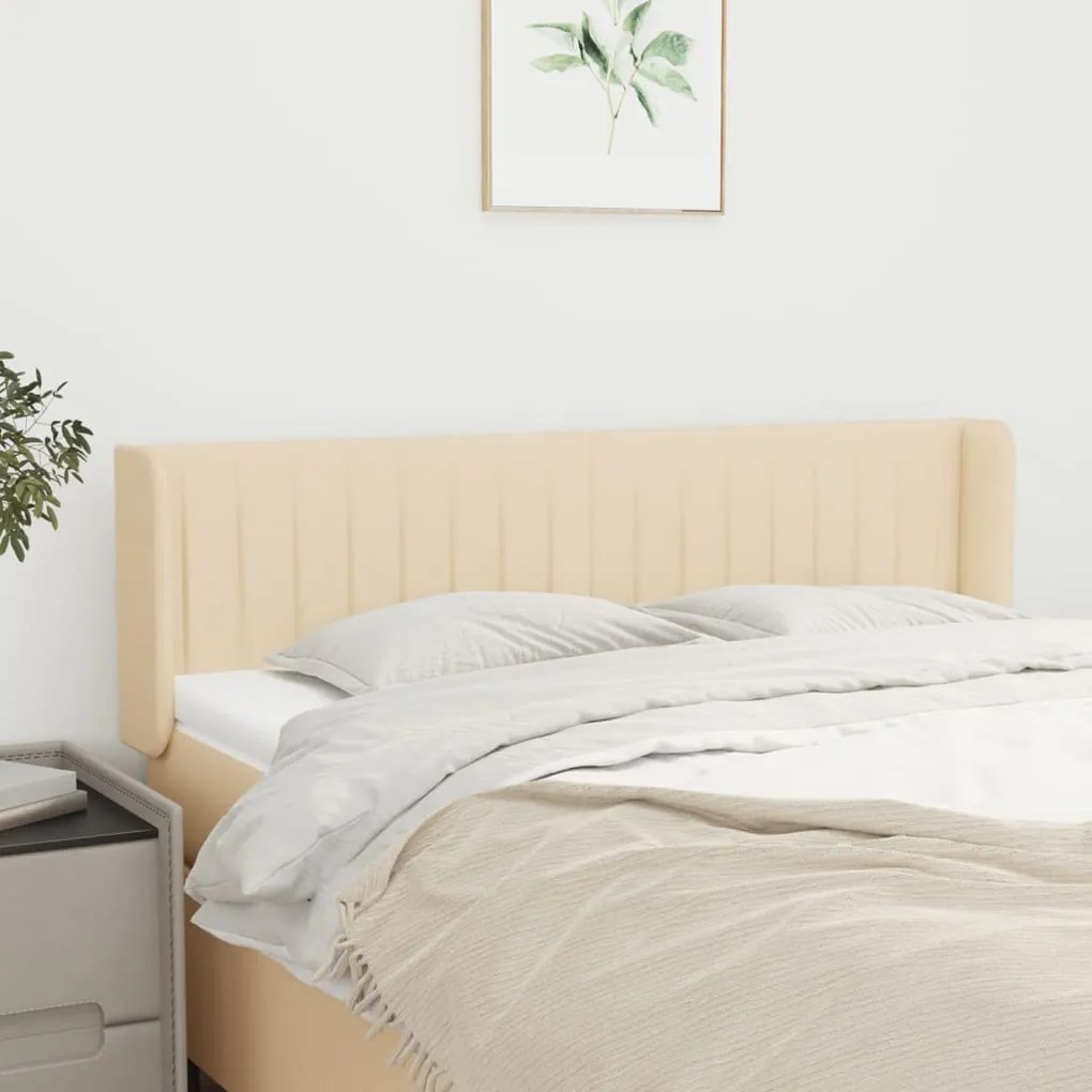 Cabeceira de cama c/ abas tecido 147x16x78/88 cm creme