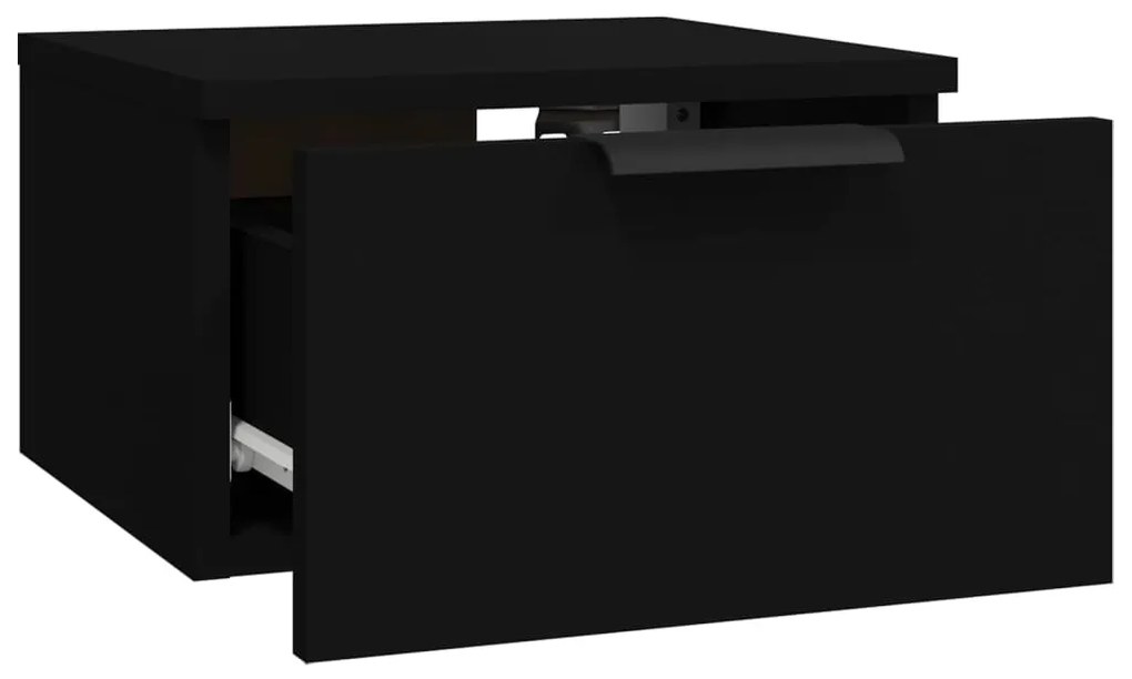 Mesa de Cabeceira Joan- 2 Mesinhas - De Parede - Cor Preto - 34x30x20