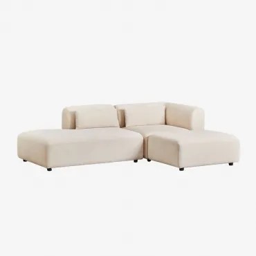 Sofá Modular De Canto De 2 Peças Com Chaise-longue Esquerda E Pufe Fogler Bombazina Crema Linho - Sklum