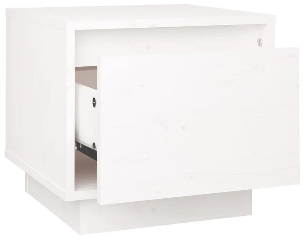 Mesa de cabeceira 35x34x32 cm madeira de pinho maciça branco
