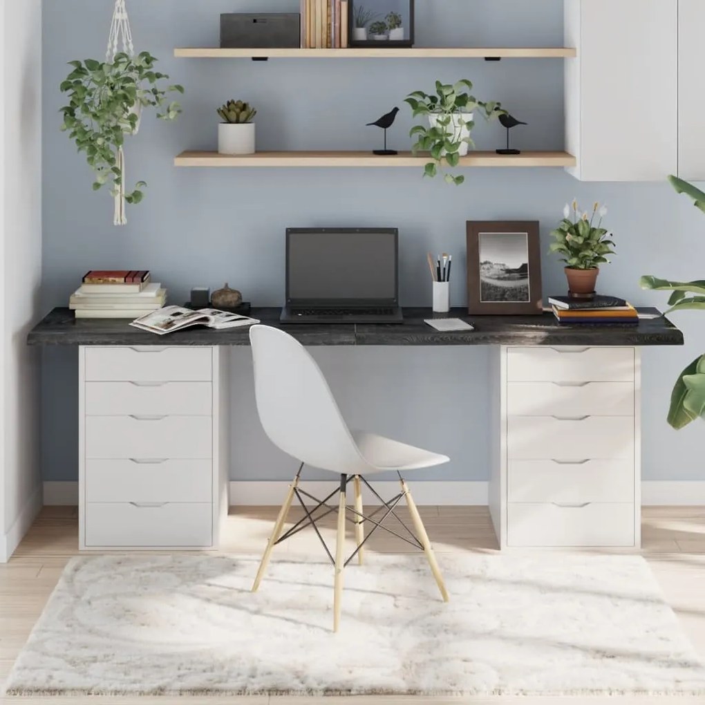3156462 vidaXL Tampo de mesa 200x60x4 cm carvalho tratado cinza-escuro