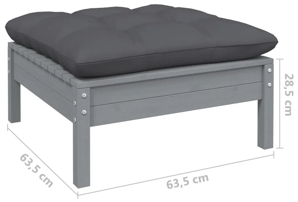 13pcs conjunto lounge de jardim + almofadões pinho maciço cinza