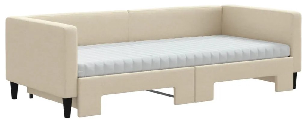 Sofá-cama c/ gavetão e colchões 90x200 cm tecido cor creme