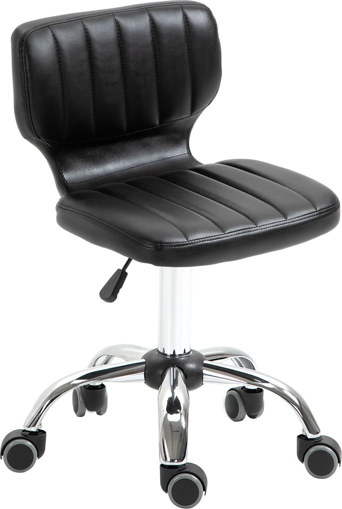 Banco de trabalho giratório a 360° - altura do assento ajustável entre 47 e 62 cm - revestimento sintético acolchoado preto com acabamento cromado