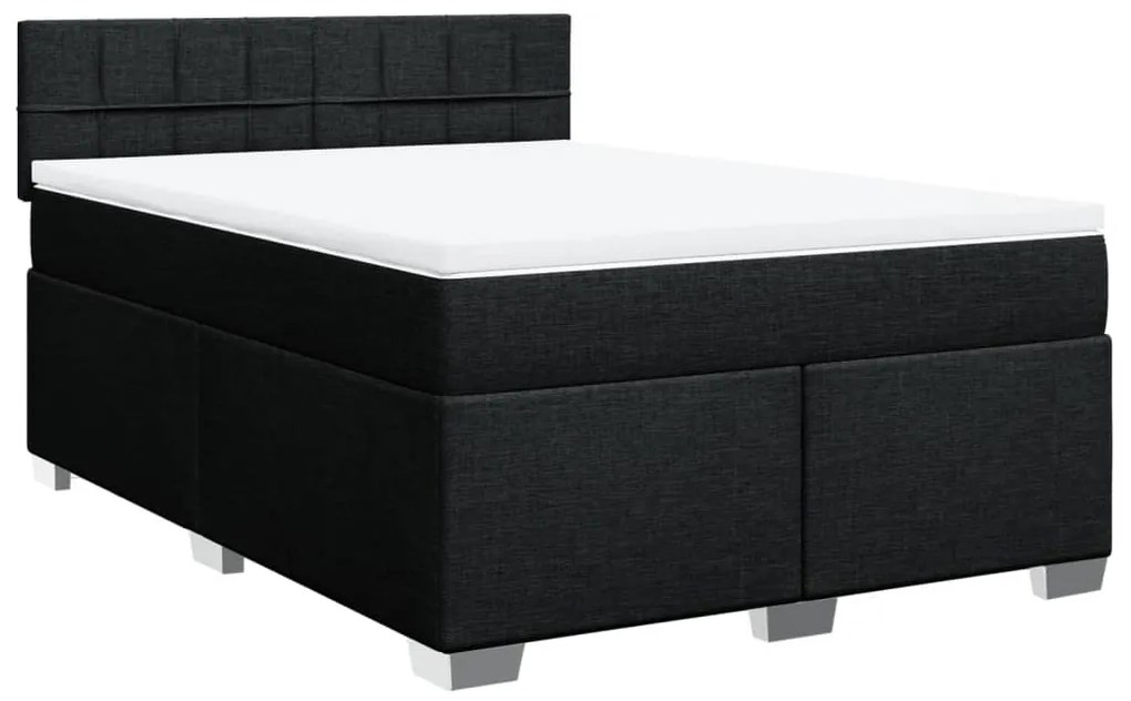 Cama com molas/colchão 160x200 cm tecido preto