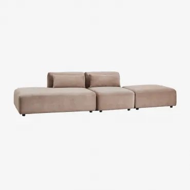 Sofá Modular De 2 Peças Com Chaise Longue Esquerda E Pufe Fogler Bombazina Camelo Castanho - Sklum