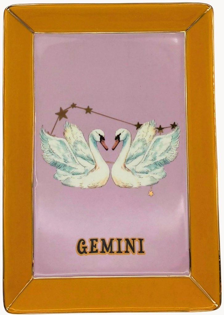 Bandeja decorativa em porcelana fine bone china Gemini