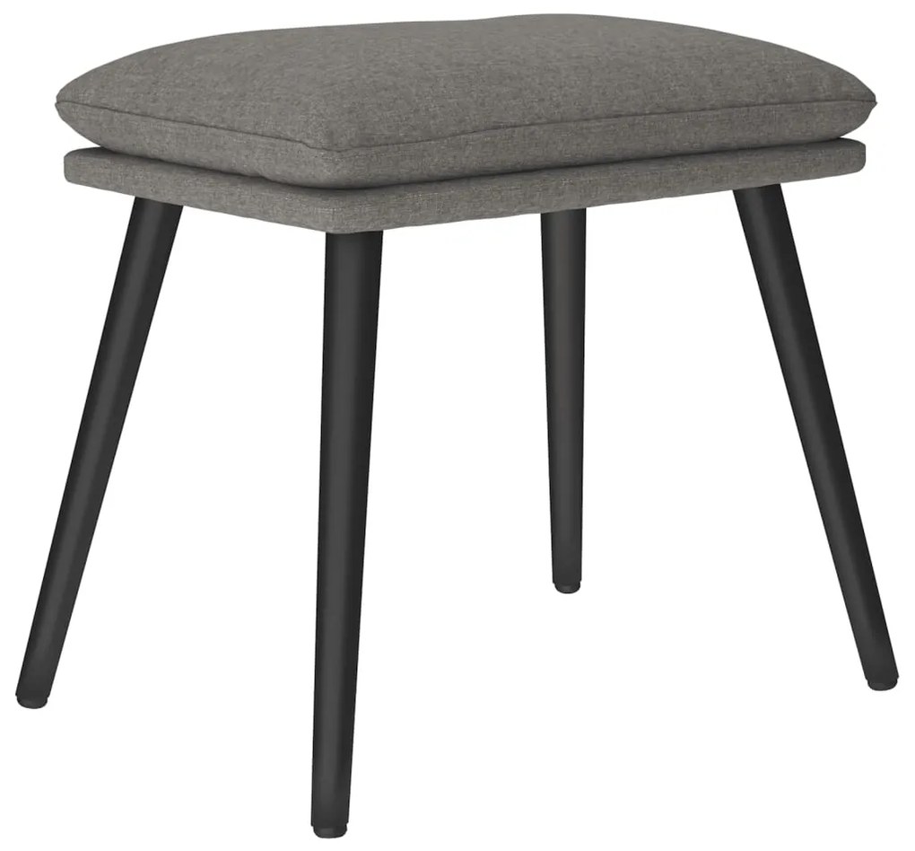 Cadeira de descanso com banco tecido cinzento-claro