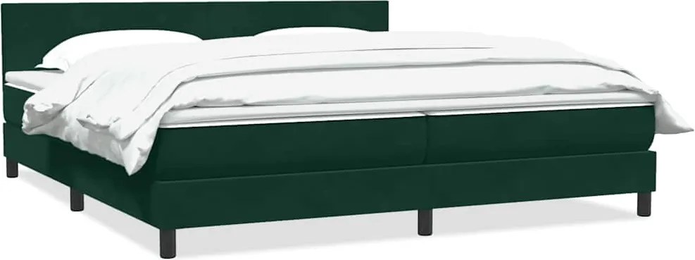 vidaXL Cama com molas colchão 200x210 cm veludo verde-escuro