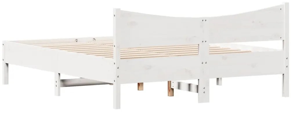 Cama sem colchão 150x200 cm madeira de pinho maciça branco