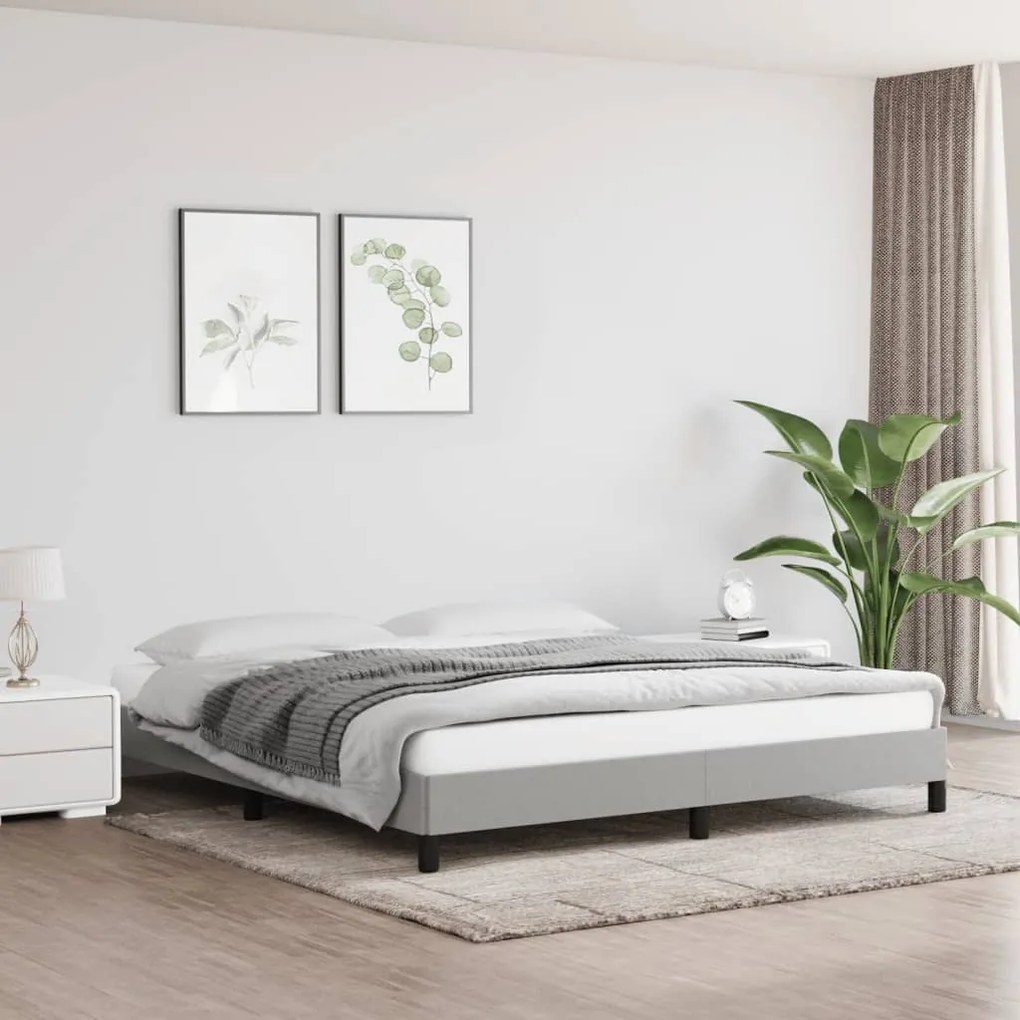 Estrutura de cama sem colchão 180x200 cm tecido cinzento-claro