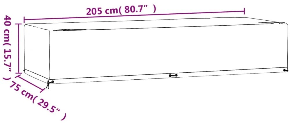 Capas p/ espreguiçadeira 2pcs 12 ilhós 205x75x40 cm polietileno